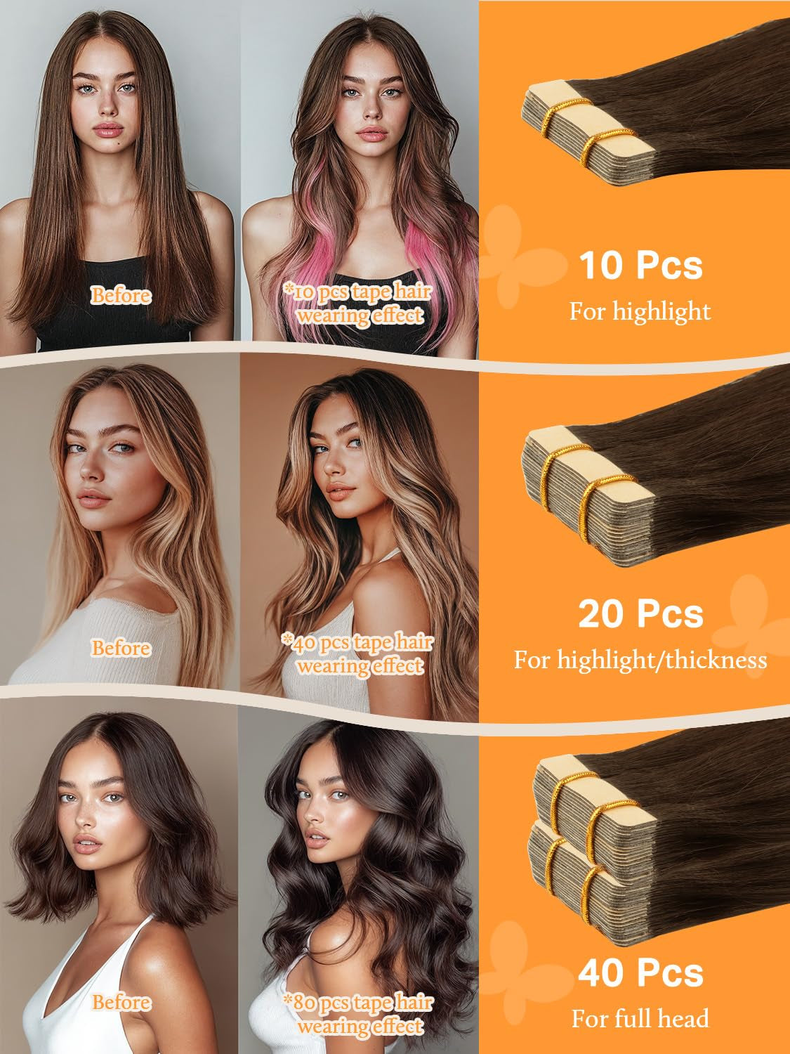Hair Extensions Tape in Human Hair Balayage Chocolate Brown to Caramel Blonde Real Tape in Hair Extensions Human Hair Straight Remy Hair Extensions 50G 20Pcs 14 Inch