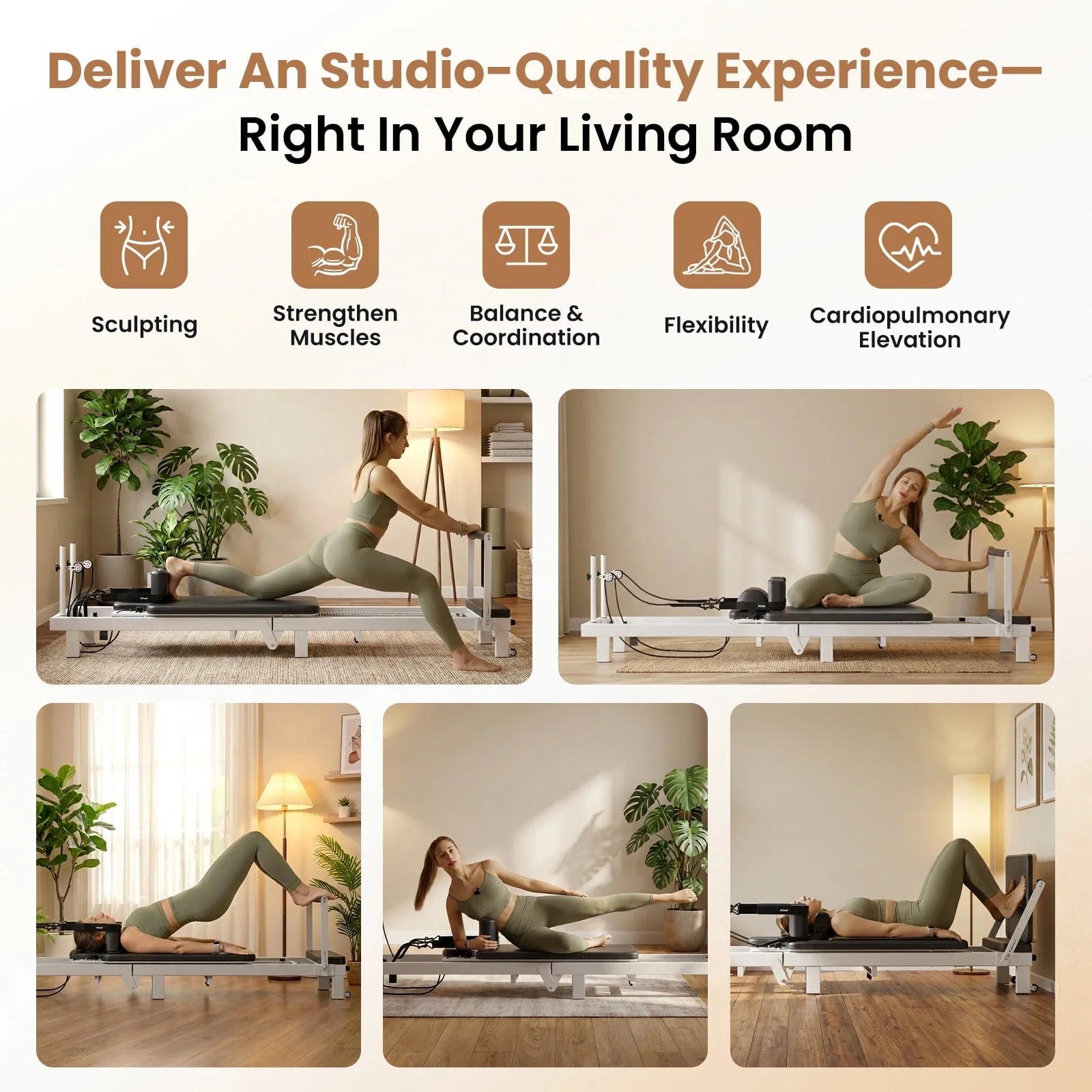 86.6” Foldable Pilates Equipment, Pilates Reformer Machine Suitable for Height over 5'7 '', Pilates Exercise Equipment with Jump Board for Home Gym, 110Lbs Resistance 5 Springs