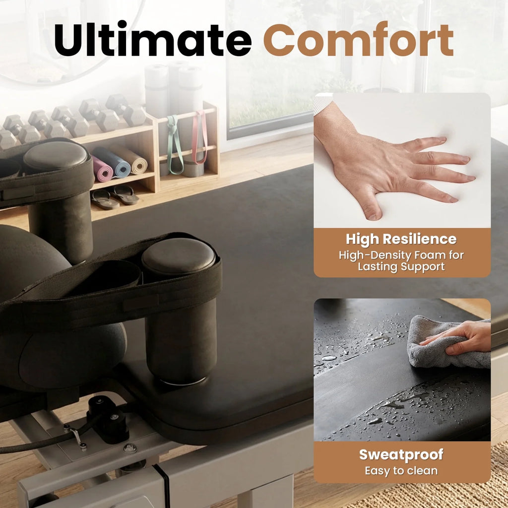 86.6” Foldable Pilates Equipment, Pilates Reformer Machine Suitable for Height over 5'7 '', Pilates Exercise Equipment with Jump Board for Home Gym, 110Lbs Resistance 5 Springs