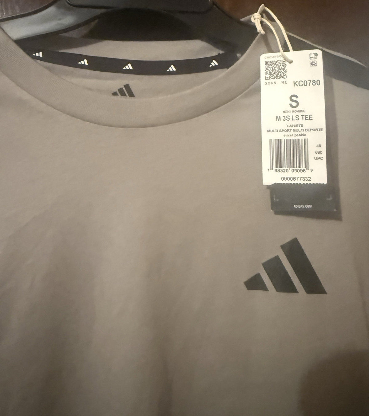 adidas t shirt men S Long Sleeve. Gray And Black