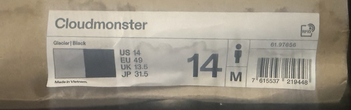 Size 14 - Cloudmonster Glacier Black