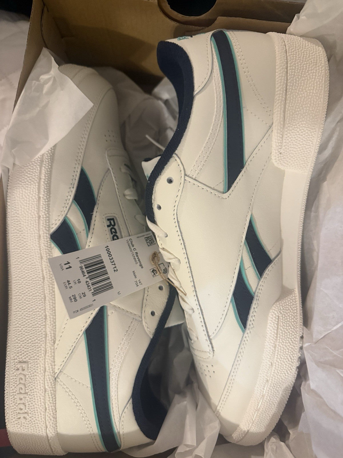 Size 11 - Reebok Club C Revenge White Vector Navy