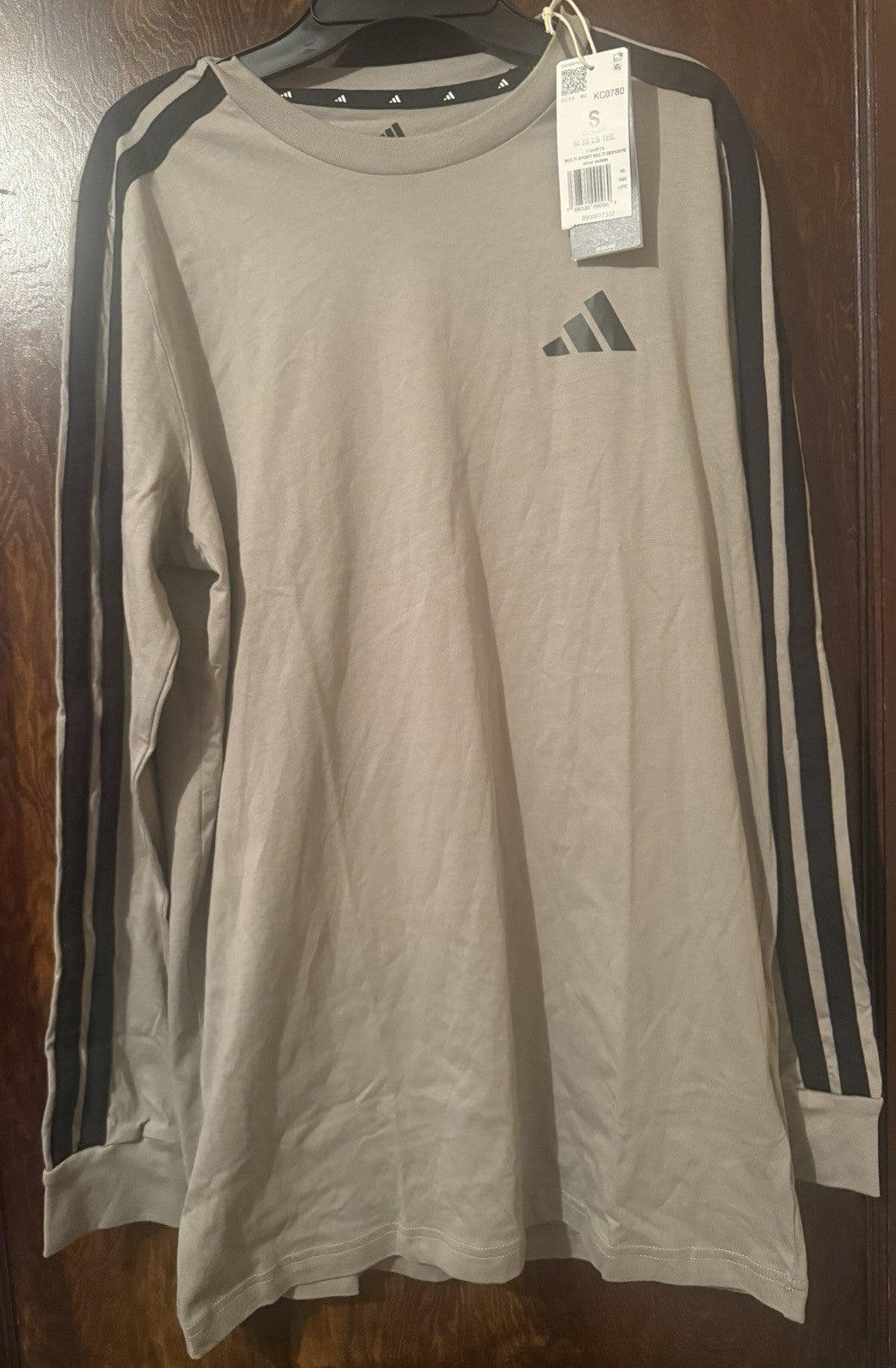 adidas t shirt men S Long Sleeve. Gray And Black