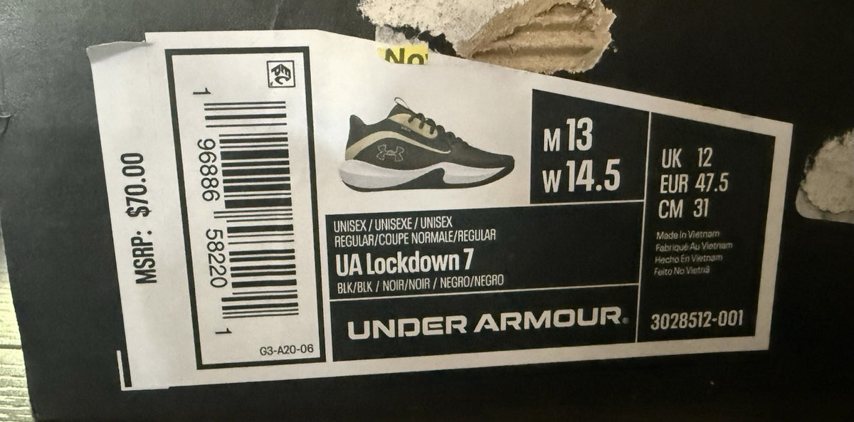 Size 13 - Under Armour Lockdown 7 Black Metallic Gold