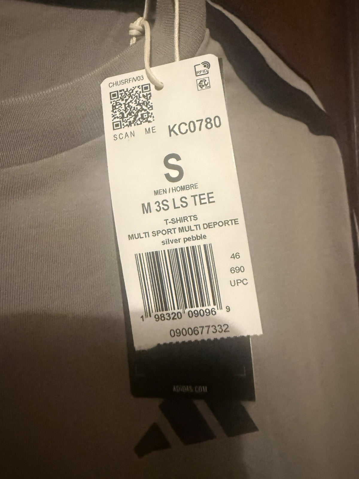 adidas t shirt men S Long Sleeve. Gray And Black