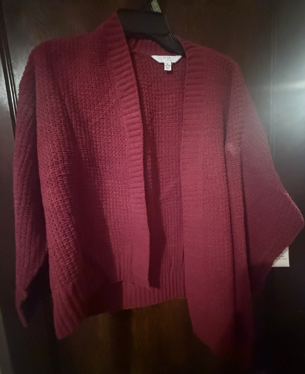 Time and Tru Women's Open Front Cardigan Sweater Black Soot Size XL.