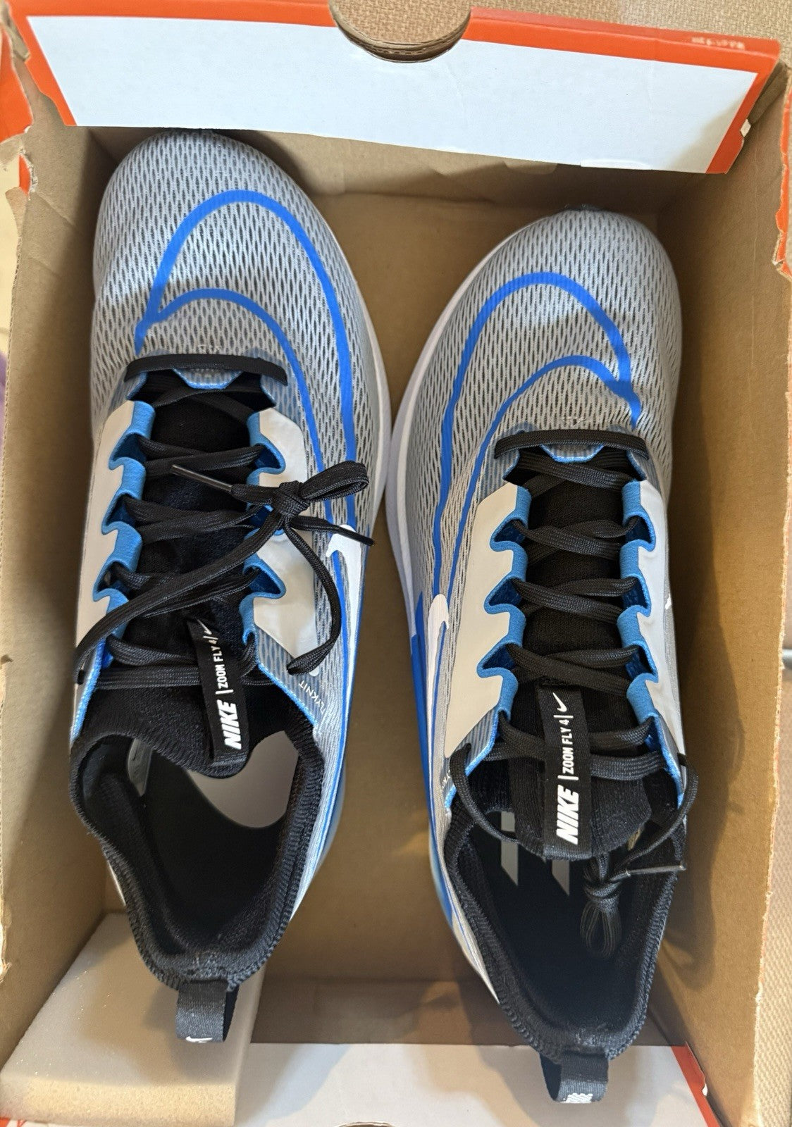 Size 10.5 - Nike Zoom Fly 4 Wolf Grey Photo Blue
