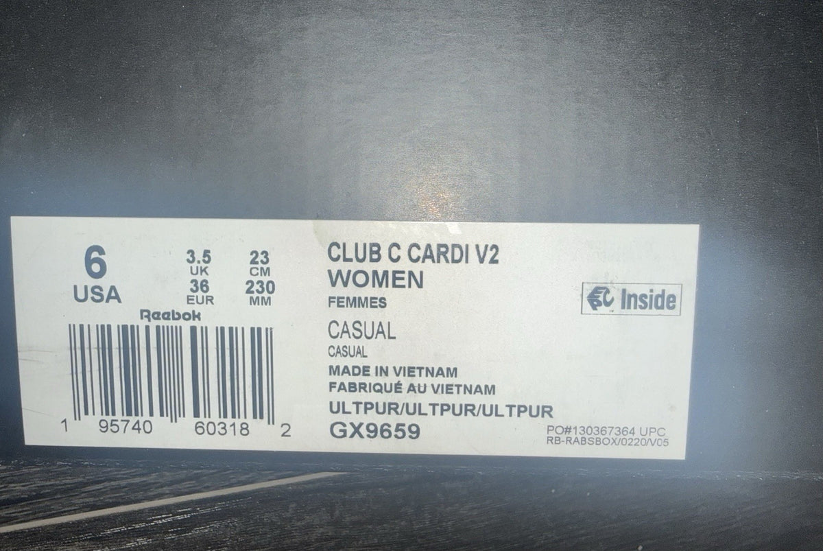 Size 6 .5 - Cardi B x Reebok Club C V2 Ultima Purple W