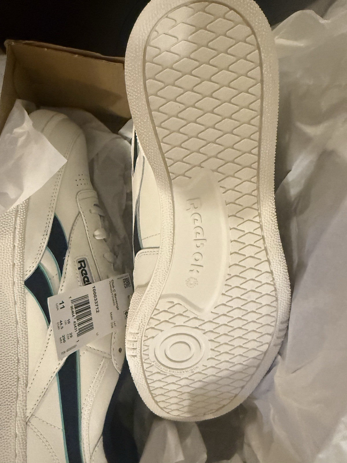 Size 11 - Reebok Club C Revenge White Vector Navy