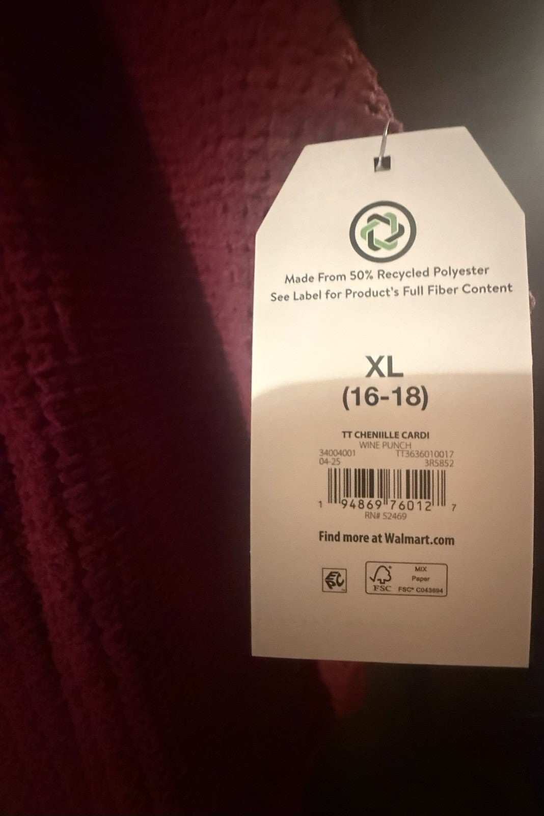 Time and Tru Women's Open Front Cardigan Sweater Black Soot Size XL.
