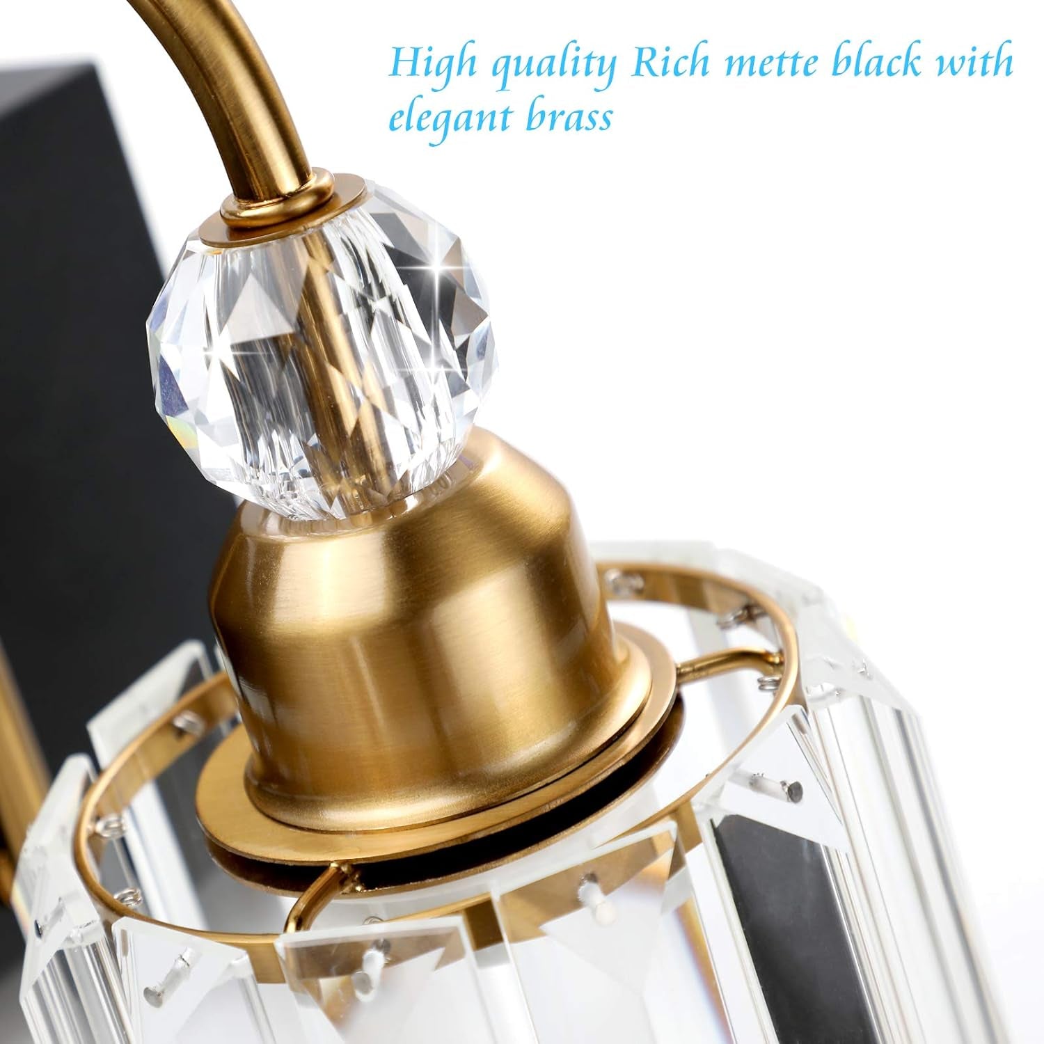 LED Modern Vanity Lights Fixtures 4 Lights Black Vanity Lights Crystal Modern Matte Black Vanity Lights for Bathroom