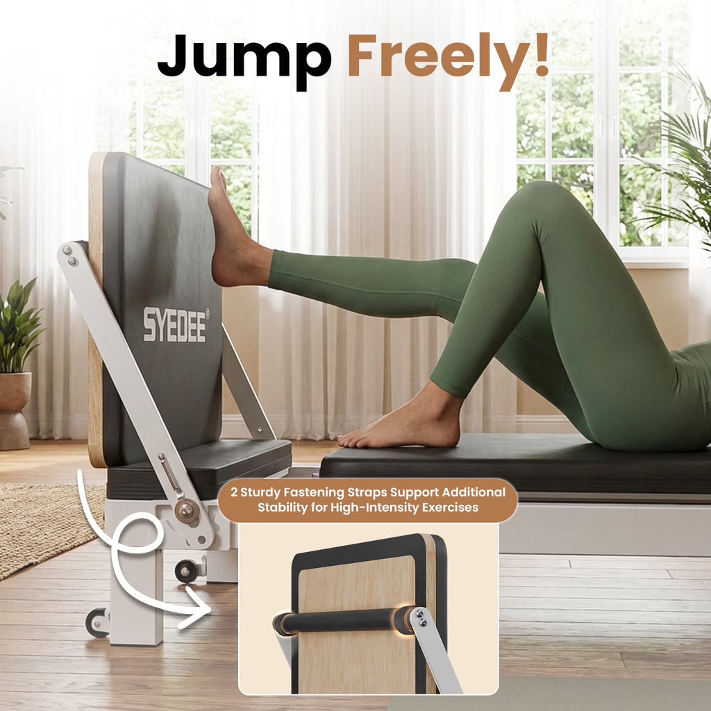 86.6” Foldable Pilates Equipment, Pilates Reformer Machine Suitable for Height over 5'7 '', Pilates Exercise Equipment with Jump Board for Home Gym, 110Lbs Resistance 5 Springs