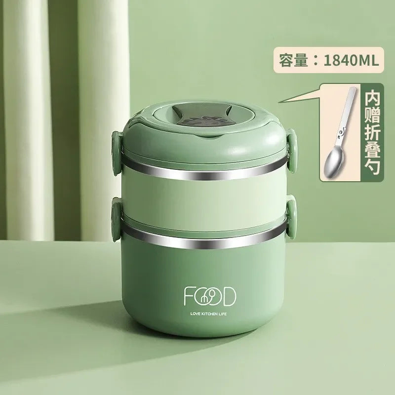 Insulated Stainless Steel Lunch Box - Multi-Layer with Microwave Heating
