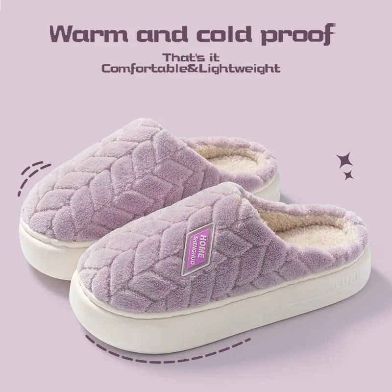 Warm Plush Cotton Slippers for Women