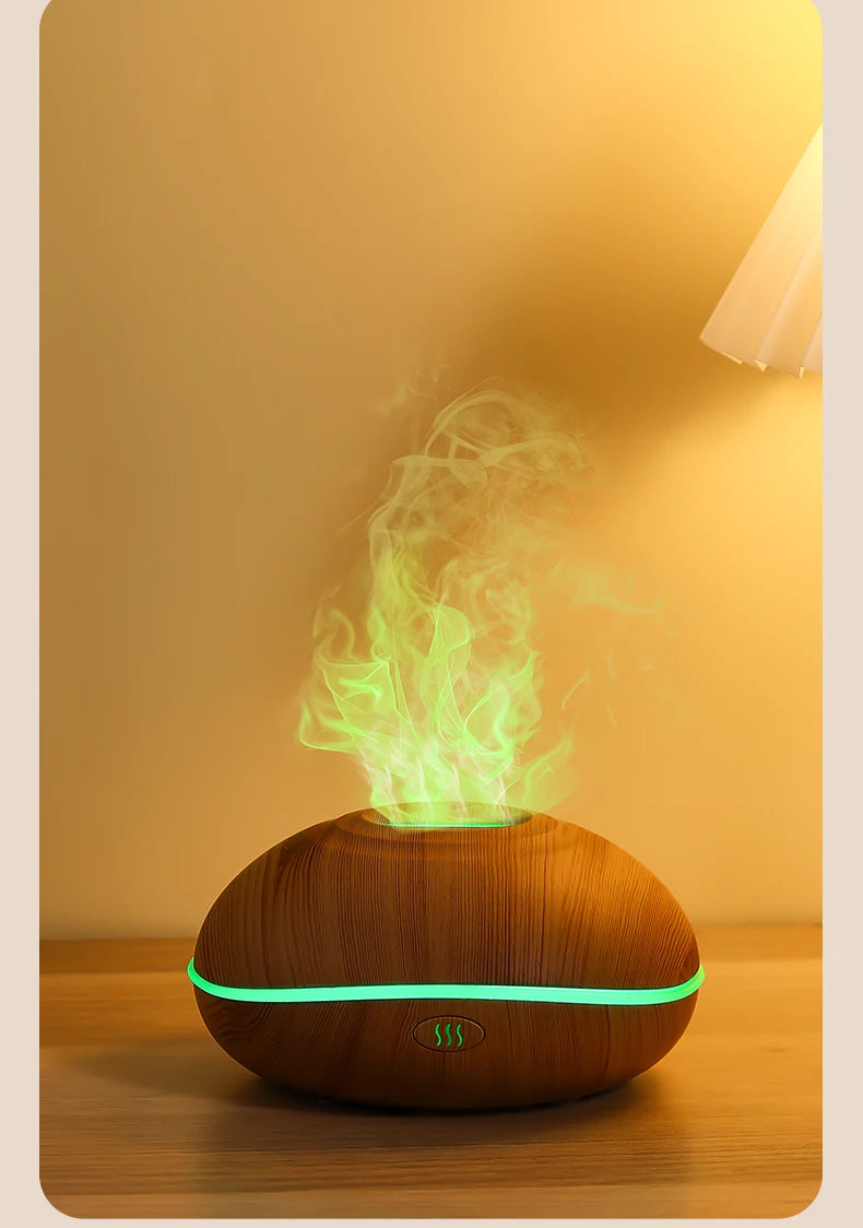Aroma Humidifier with Flame Light - Oil Diffuser