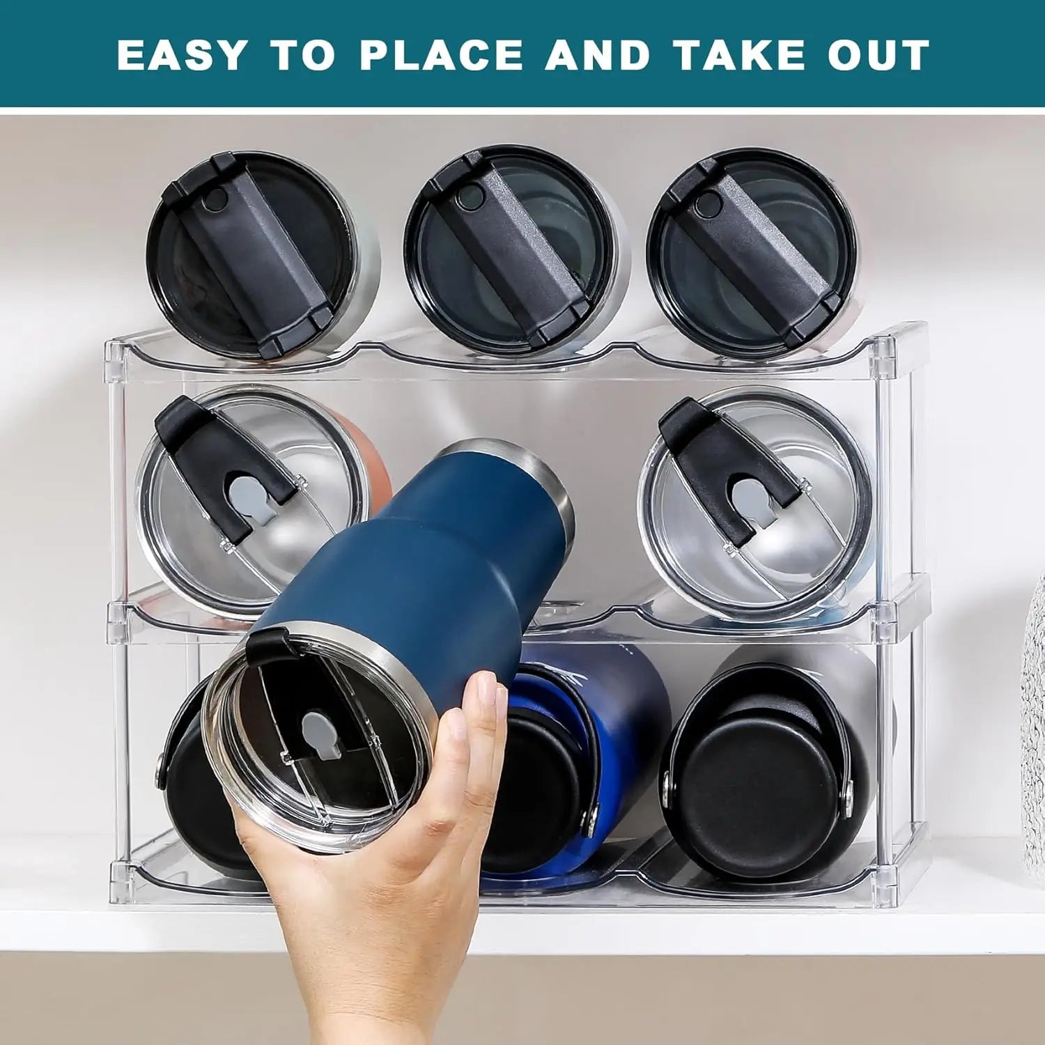 Stackable Water Bottle Organizer - For Stanley & Large Tumblers