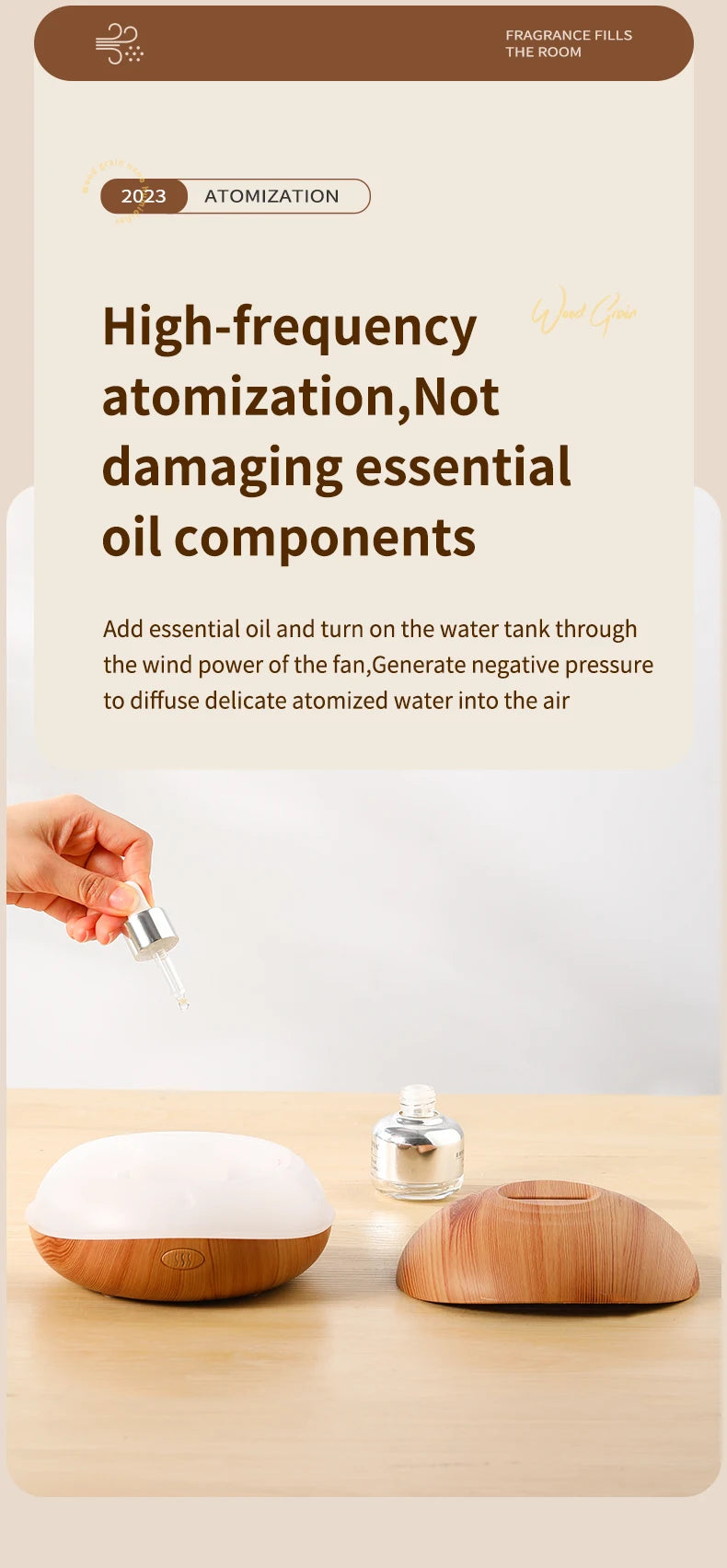 Aroma Humidifier with Flame Light - Oil Diffuser
