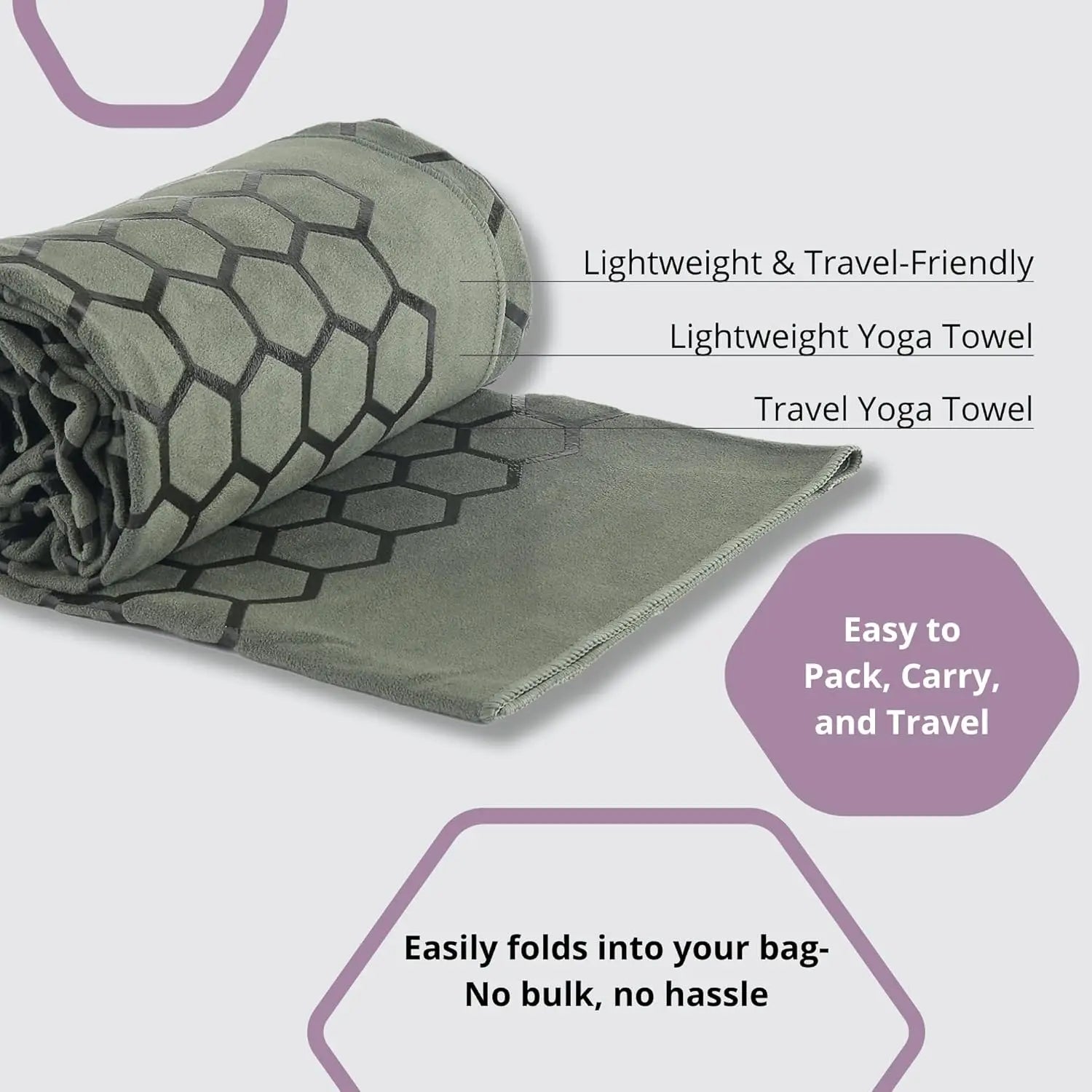 Non-Slip Hot Yoga Mat Towel - Honeycomb Grip & Sweat Absorbent for Pilates