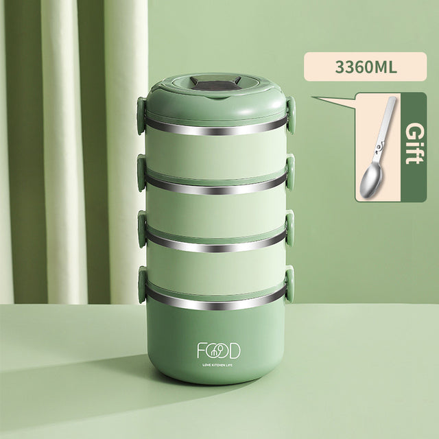 Insulated Stainless Steel Lunch Box - Multi-Layer with Microwave Heating