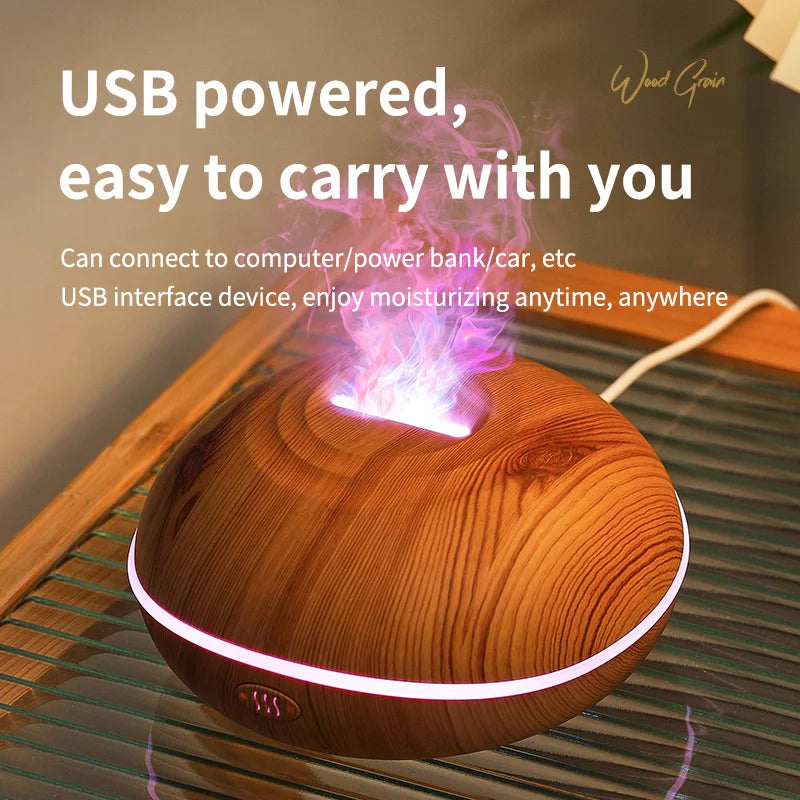Aroma Humidifier with Flame Light - Oil Diffuser