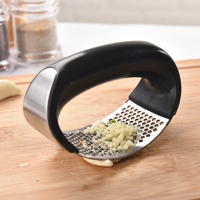 Stainless Steel Garlic Press - Manual Mincer & Crusher