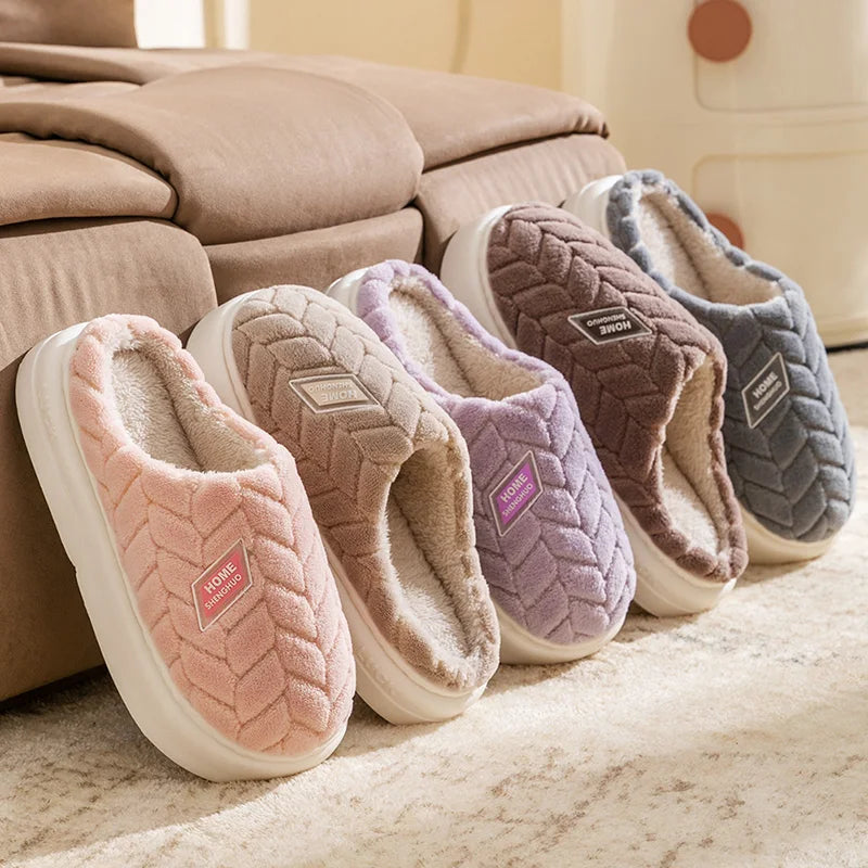 Warm Plush Cotton Slippers for Women