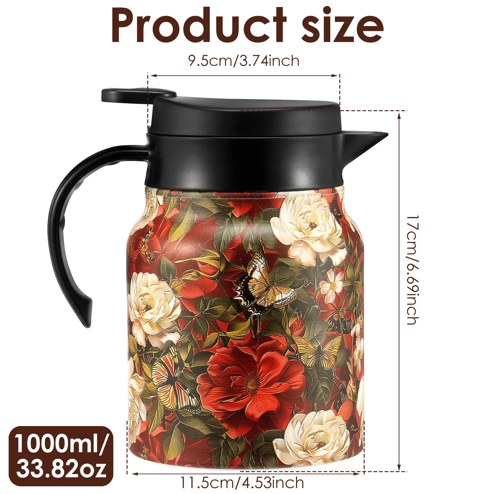 Vintage Floral Tea Thermos - Stainless Steel with Tea Infuser