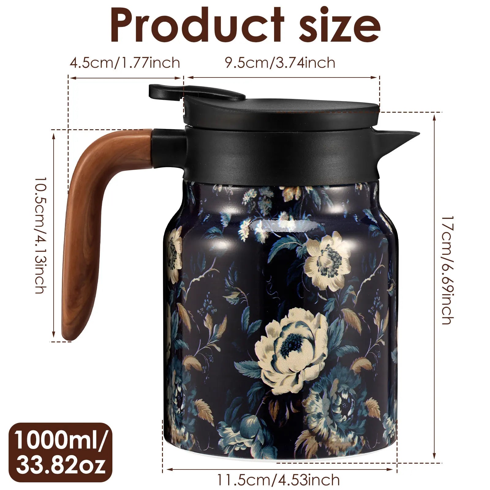 Vintage Floral Tea Thermos - Stainless Steel with Tea Infuser