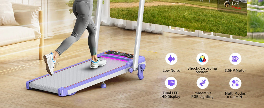 Folding Walking Pad with Incline & RGB Light