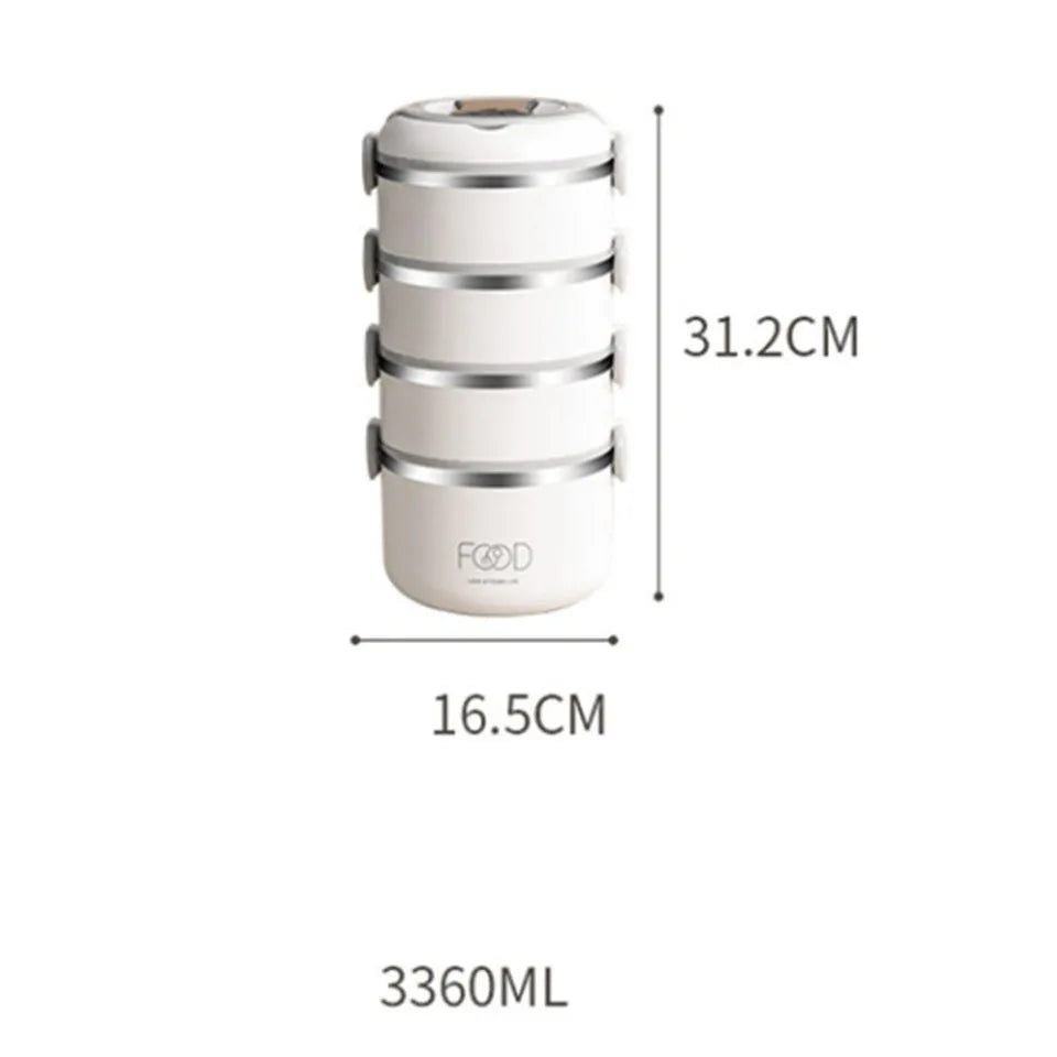 Insulated Stainless Steel Lunch Box - Multi-Layer with Microwave Heating