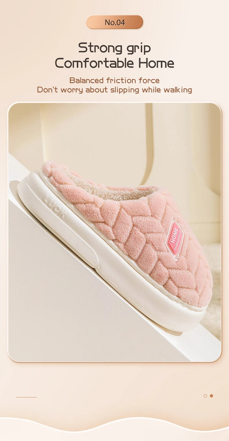 Warm Plush Cotton Slippers for Women