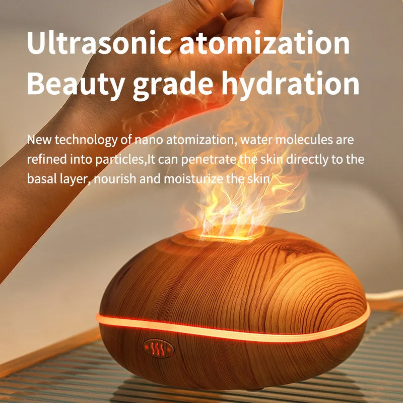Aroma Humidifier with Flame Light - Oil Diffuser
