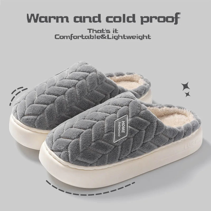 Warm Plush Cotton Slippers for Women