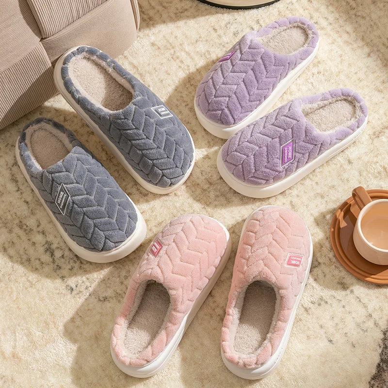 Warm Plush Cotton Slippers for Women