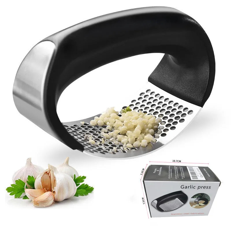 Stainless Steel Garlic Press - Manual Mincer & Crusher