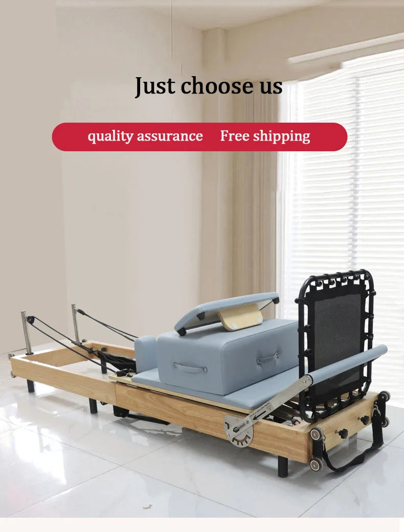 Oak Foldable Pilates Bed With Free Jump Board, Pilates Core Training Set, Large Equipment, Customizable Yoga Bed
