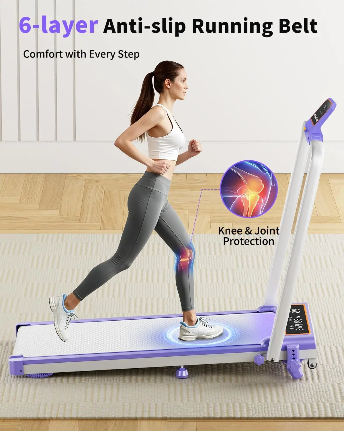 Folding Walking Pad with Incline & RGB Light