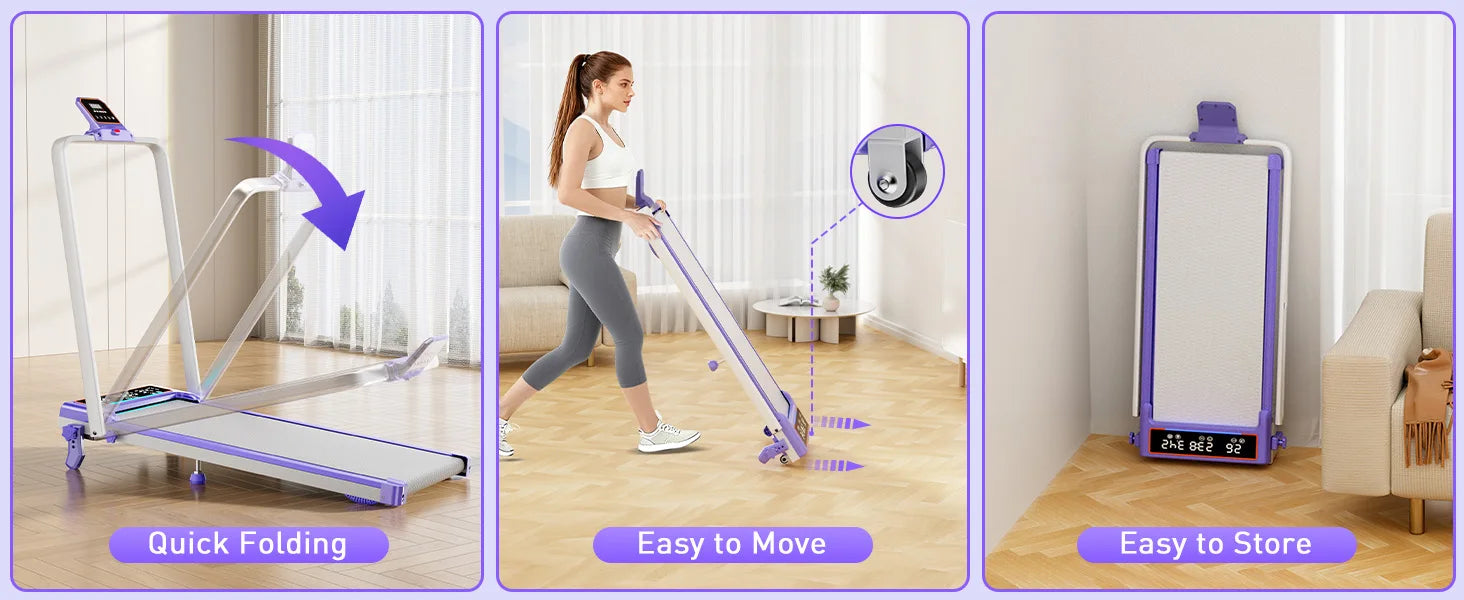 Folding Walking Pad with Incline & RGB Light