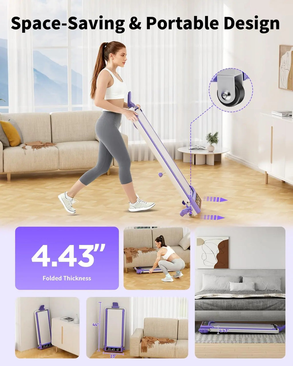 Folding Walking Pad with Incline & RGB Light