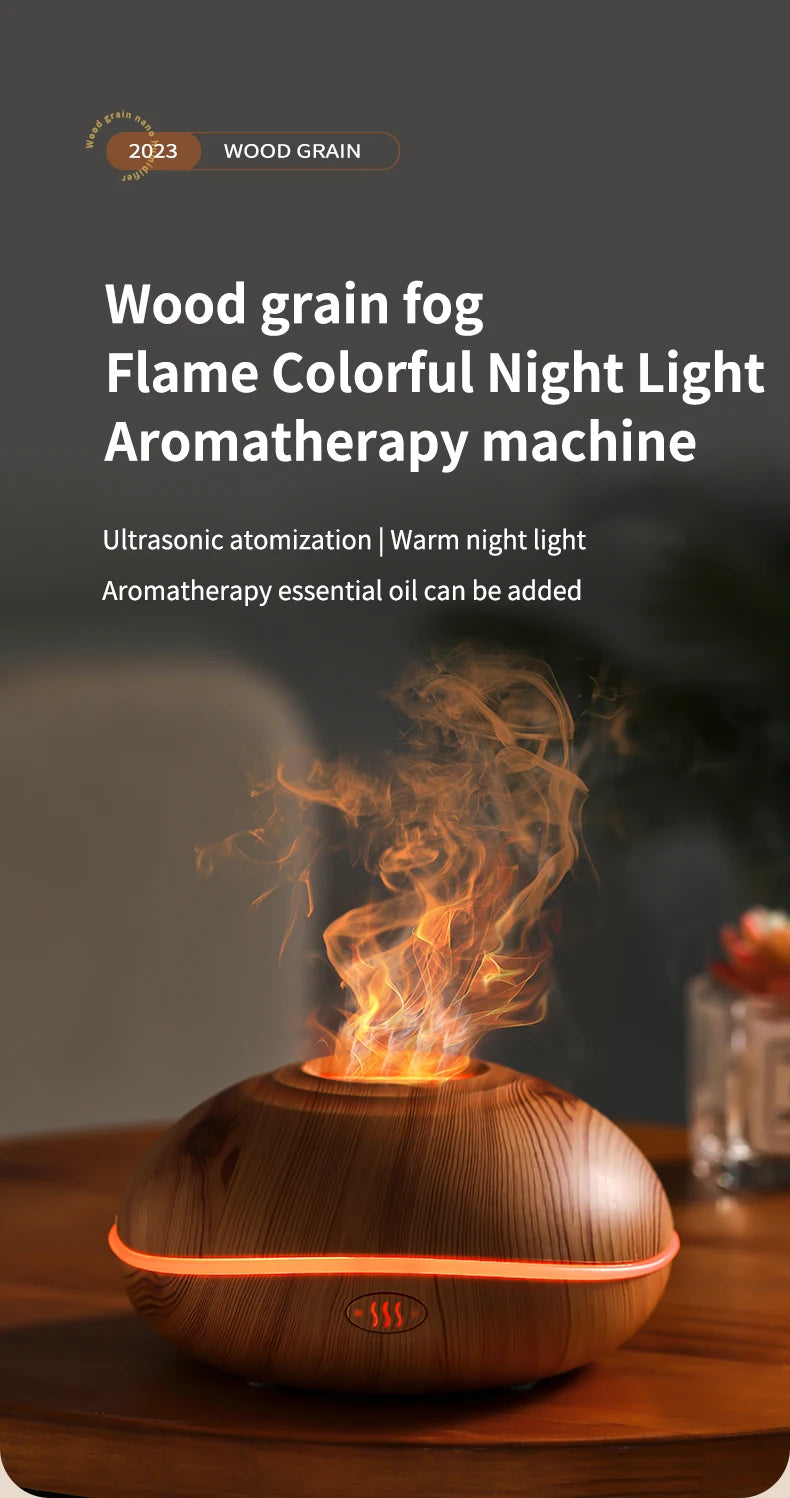 Aroma Humidifier with Flame Light - Oil Diffuser