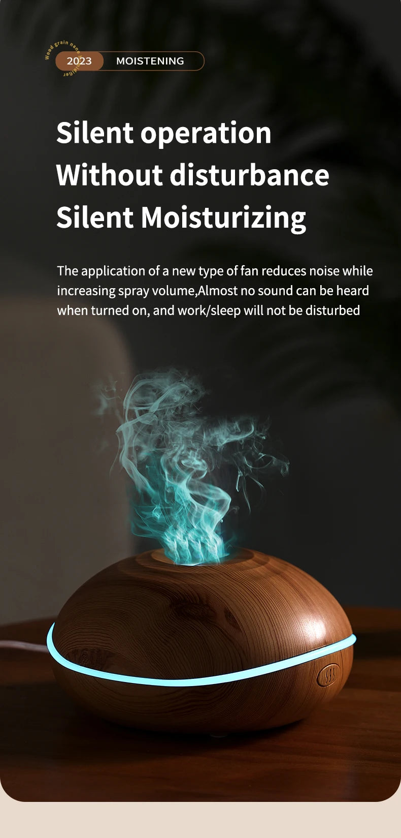 Aroma Humidifier with Flame Light - Oil Diffuser