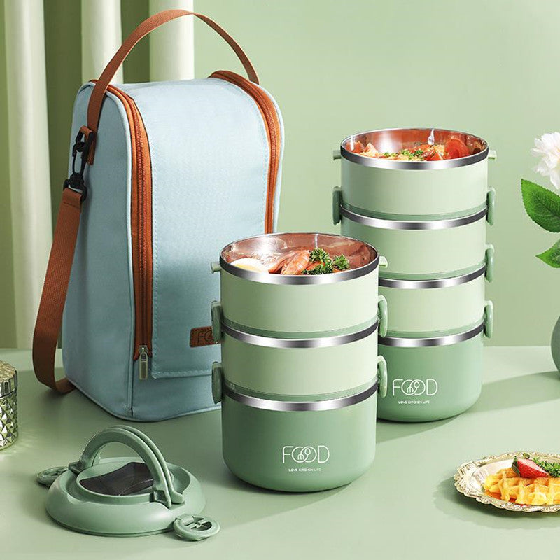 Insulated Stainless Steel Lunch Box - Multi-Layer with Microwave Heating