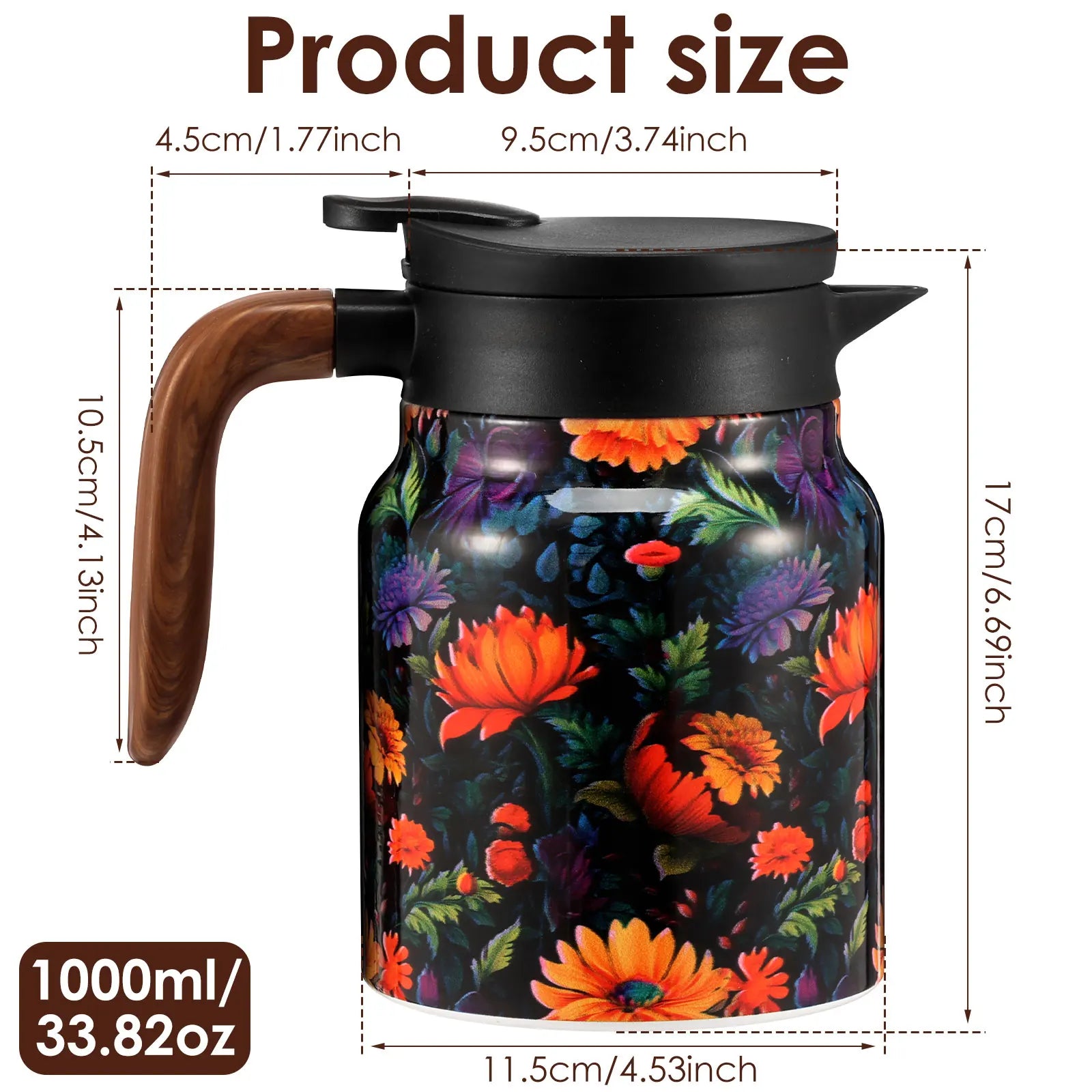 Vintage Floral Tea Thermos - Stainless Steel with Tea Infuser