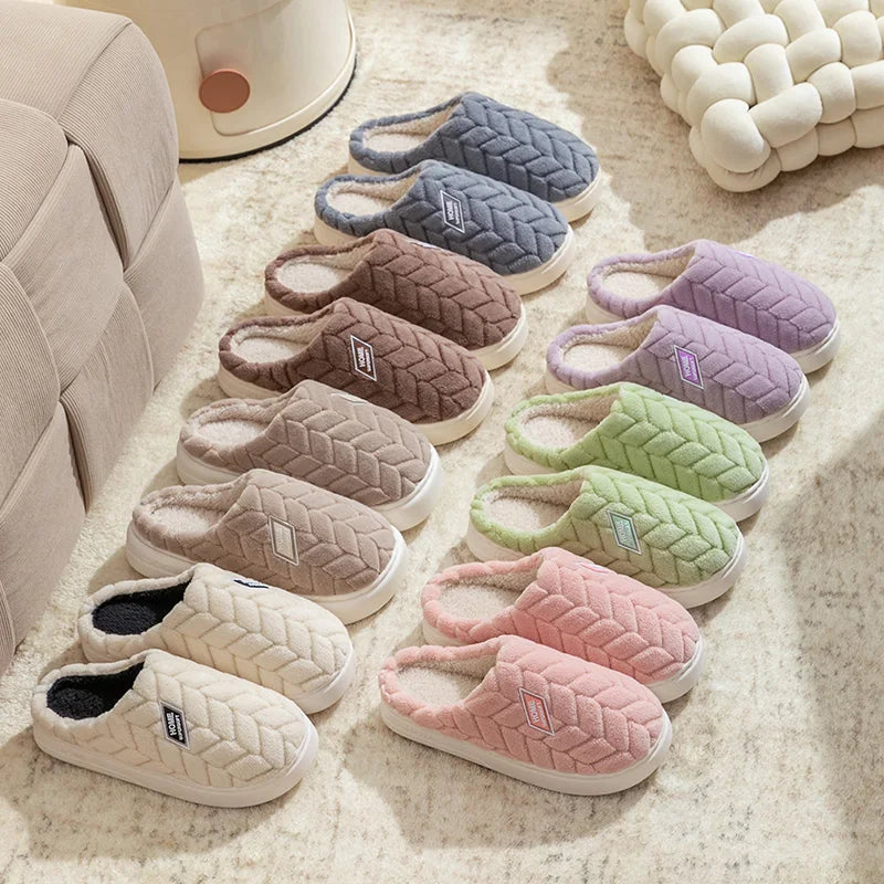Warm Plush Cotton Slippers for Women