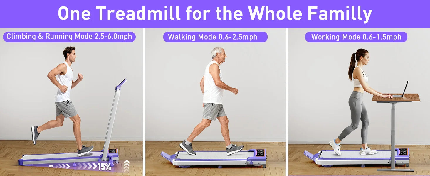 Folding Walking Pad with Incline & RGB Light