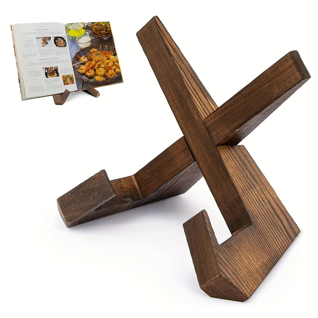 Handmade Wooden Cookbook Stand - Farmhouse Recipe Book Holder