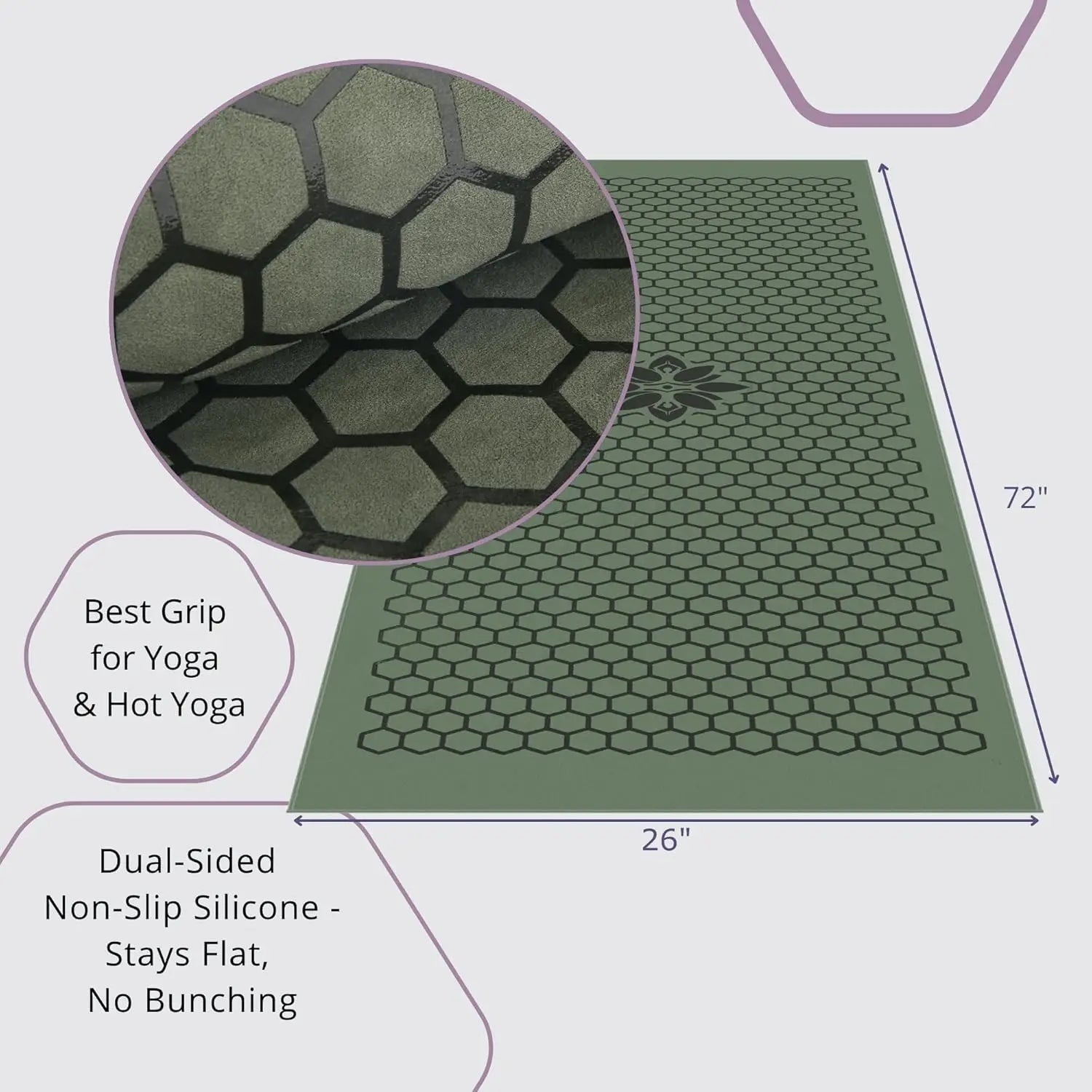 Non-Slip Hot Yoga Mat Towel - Honeycomb Grip & Sweat Absorbent for Pilates