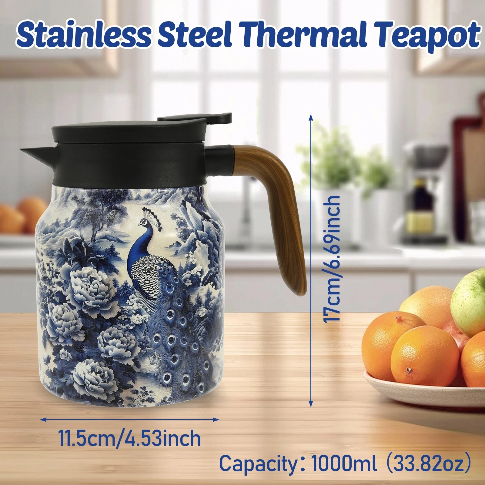 Vintage Floral Tea Thermos - Stainless Steel with Tea Infuser