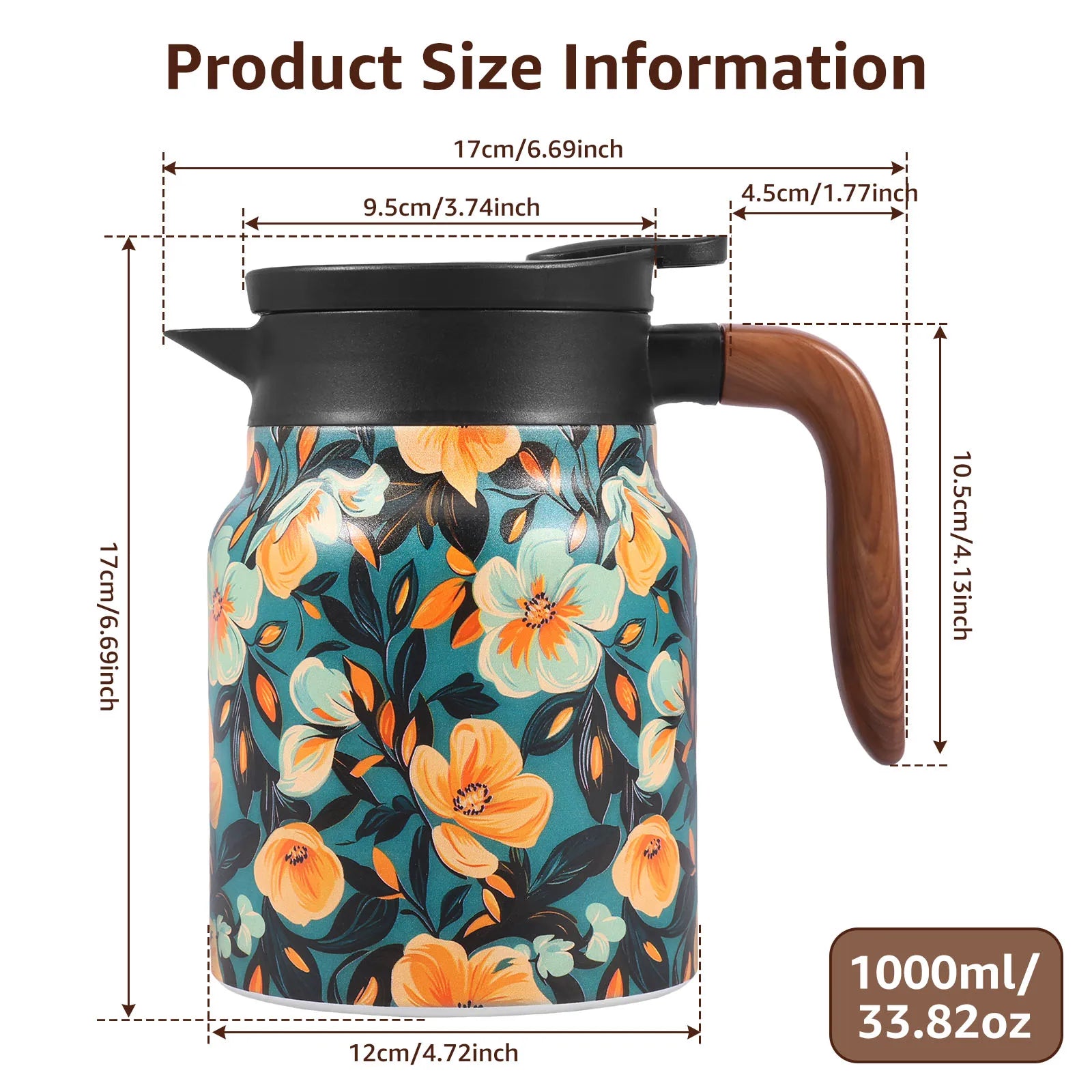 Vintage Floral Tea Thermos - Stainless Steel with Tea Infuser