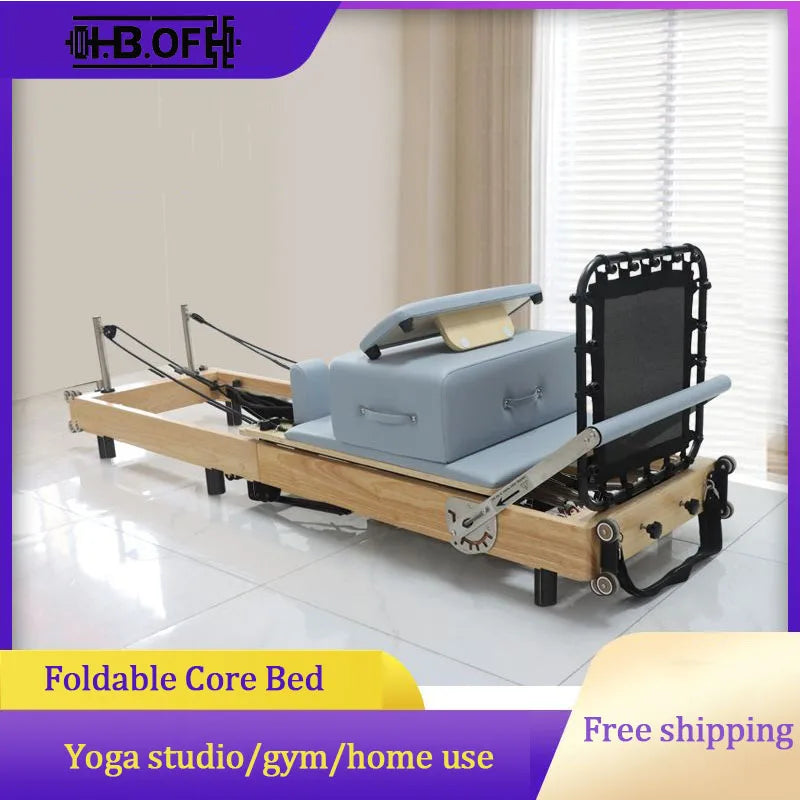 Oak Foldable Pilates Bed With Free Jump Board, Pilates Core Training Set, Large Equipment, Customizable Yoga Bed